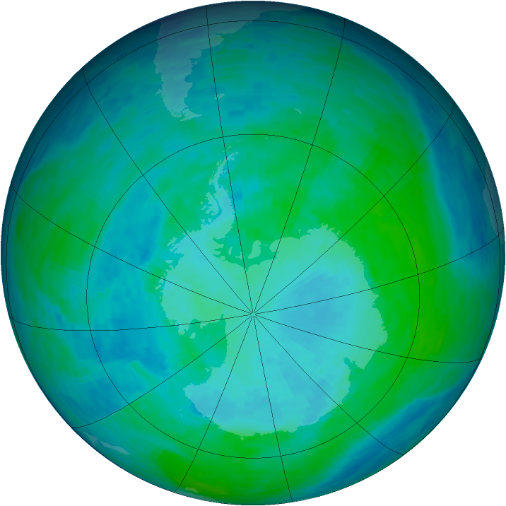 Antarctic ozone map for 06 January 1994